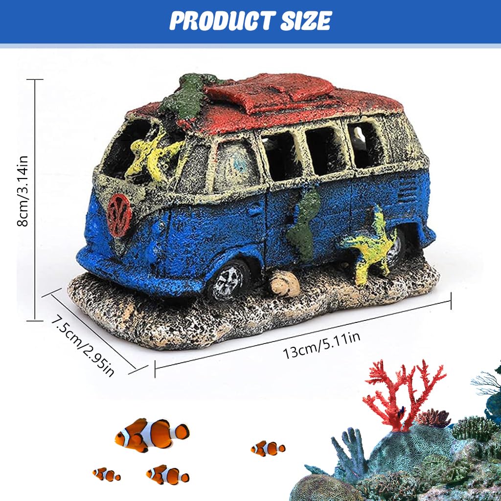 Qpets Aquarium Ornament, Vintage Resin Old Bus Fish Tank Ornament Betta Fish Hiding Cave Fish Tank Decorative Accessories Qpets Aquarium Ornament, Vintage Resin Old Bus Fish Tank Ornament Betta Fish Hiding Cave Fish Tank Decorative Accessories